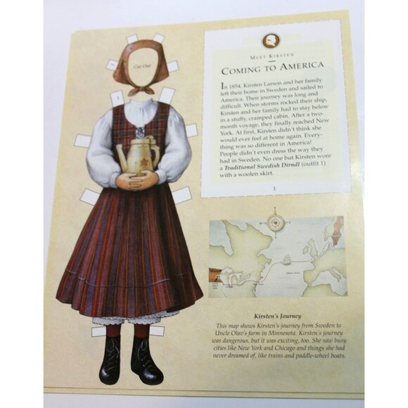 American Girl Kirsten Paper Dolls Kit Cut Out Old Fashioned Outfits Pleasant Co - Picture 8 of 13